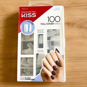 Kiss Salon 100 Full Cover Nails Glue Manicure Clear/White NEW